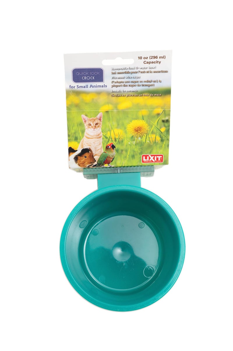 Lixit Quick Lock Cage Bowls for Small Animals and Birds. (10oz, Teal) - Image 1